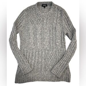 Express Gray Cable Knit Long Sleeve Sweater Mini Dress Women’s Size Medium